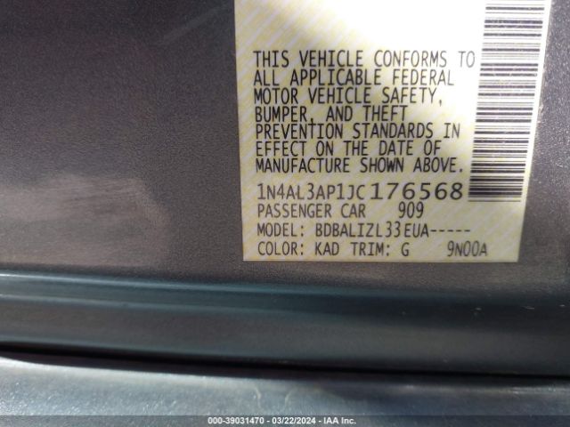 1N4AL3AP1JC176568 Nissan Altima 2.5 Sv