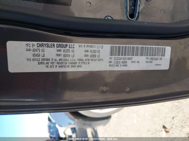 Aukcja sprzedaży 2014 Dodge Charger Police, vin: 2C3CDXAT4EH198897, numer aukcji: 39031519