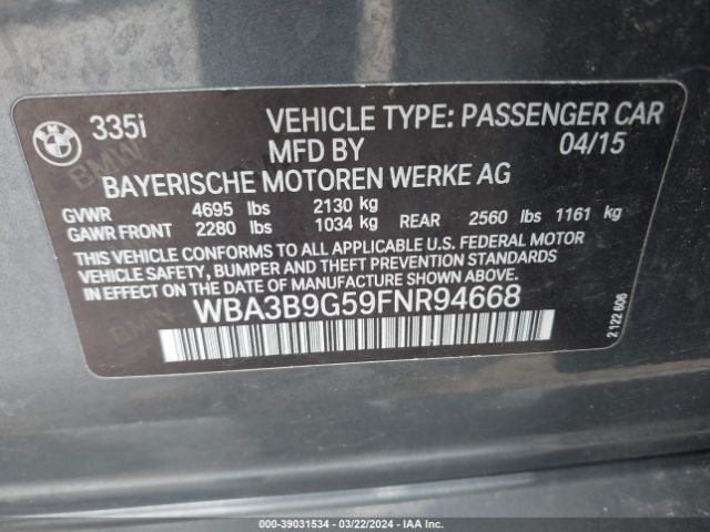 WBA3B9G59FNR94668 BMW 335i Xdrive