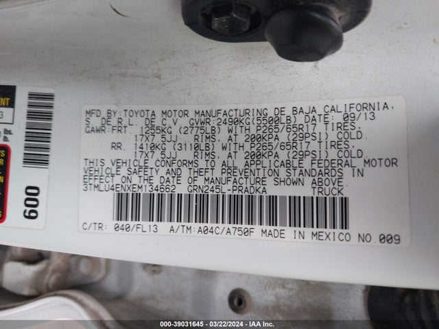 Toyota Tacoma Base V6 2014 3TMLU4ENXEM134662 Image 9