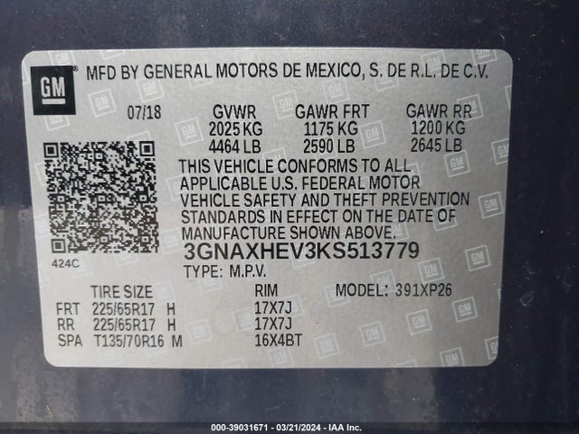 Chevrolet EQUINOX LS 2019 3GNAXHEV3KS513779 Image 9