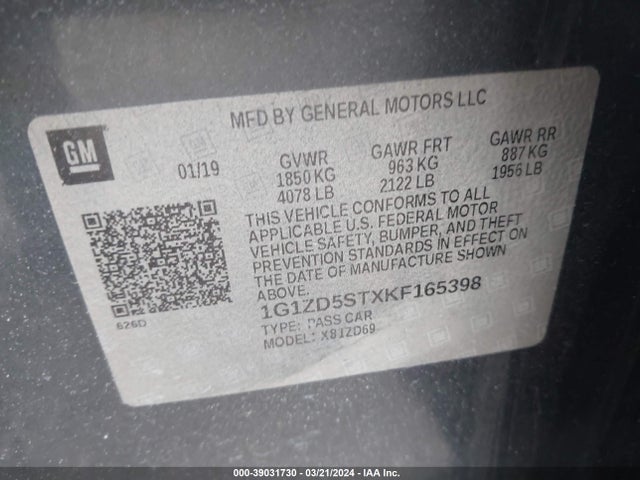 Chevrolet MALIBU LT 2019 1G1ZD5STXKF165398 Image 9
