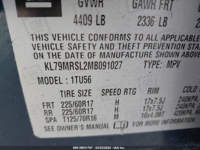 Chevrolet Trailblazer Awd Lt 2021 KL79MRSL2MB091027 Image 9