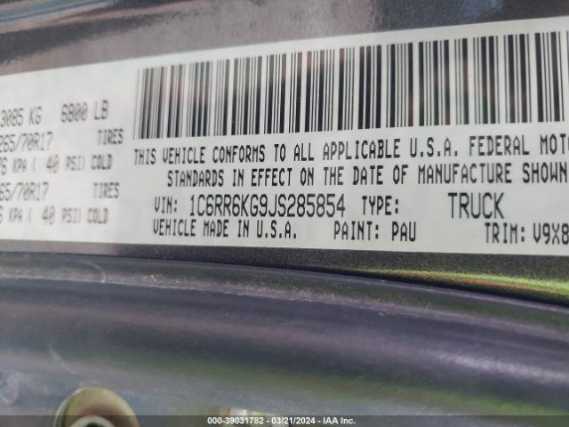1C6RR6KG9JS285854 RAM 1500 Tradesman  4x2 5'7 Box