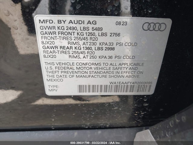 WA1EAAFY4R2003095 Audi Q5 Premium Plus 45 Tfsi S Line Quattro