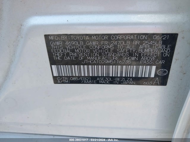 Lexus IS 300 2021 JTHCA1D29M5116235 Image 9