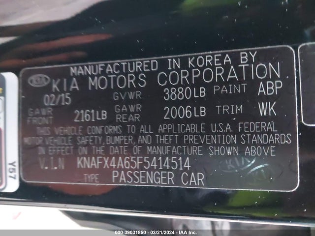 KIA FORTE LX 2015 KNAFX4A65F5414514 Image 9