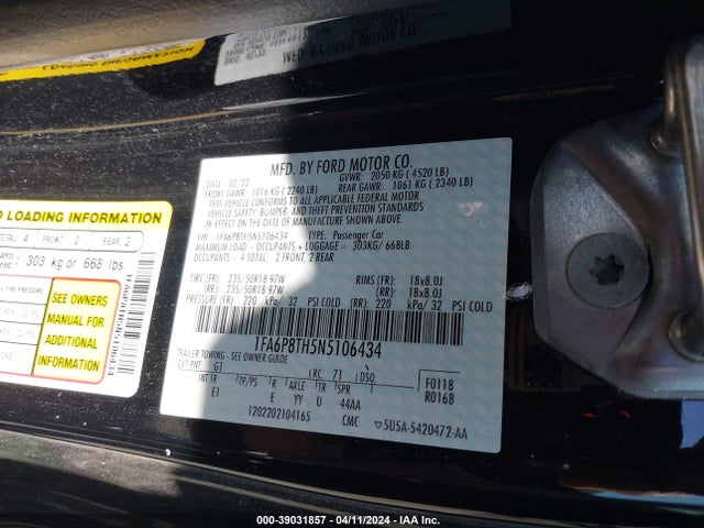 Ford Mustang Ecoboost Premium Fastback 2022 1FA6P8TH5N5106434 Image 9