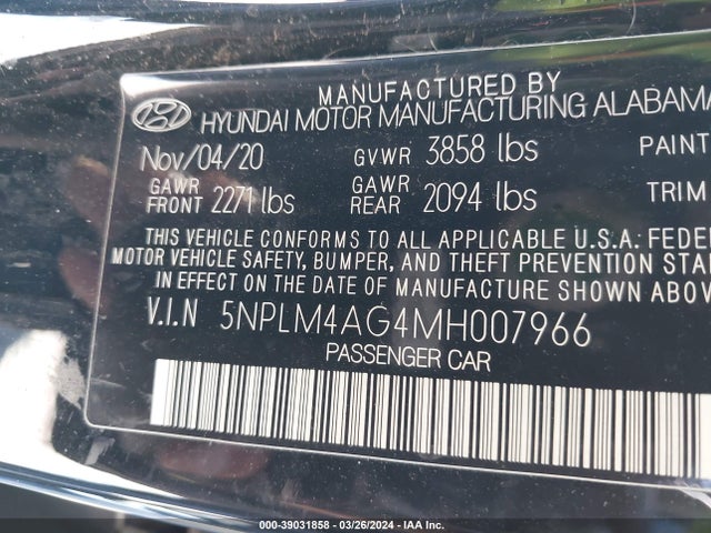 Hyundai ELANTRA SEL 2021 5NPLM4AG4MH007966 Image 9