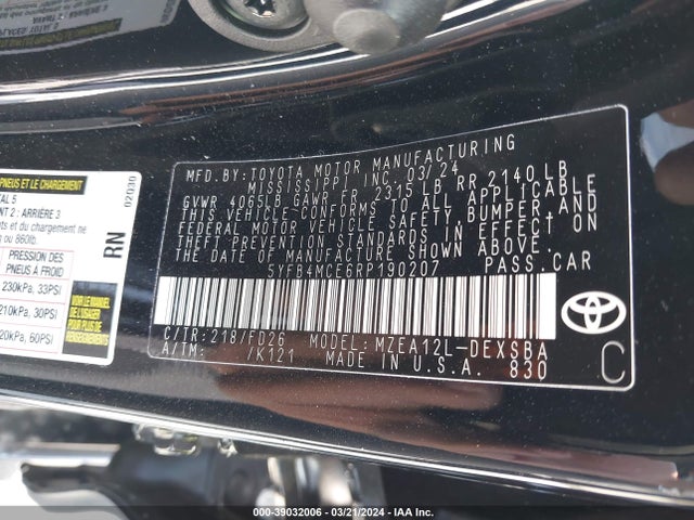 Toyota Corolla Nightshade Edition 2024 5YFB4MCE6RP190207 Image 9