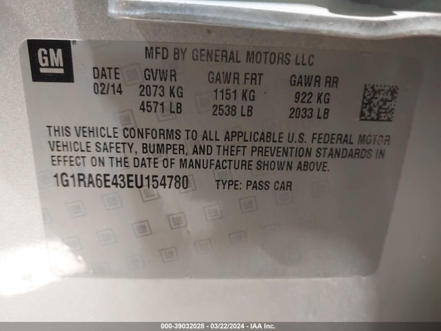 Chevrolet Volt 2014 1G1RA6E43EU154780 Image 9
