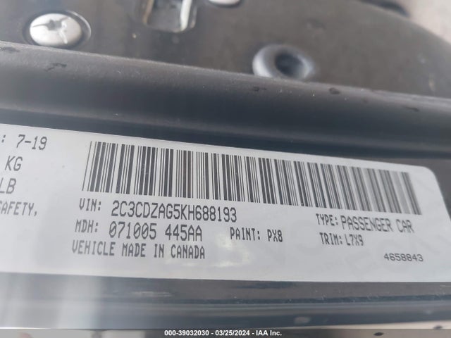 Dodge Challenger Sxt 2019 2C3CDZAG5KH688193 Image 9