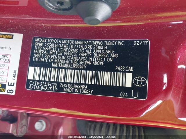 NMTKHMBX2JR004017 Toyota C-hr Xle Premium