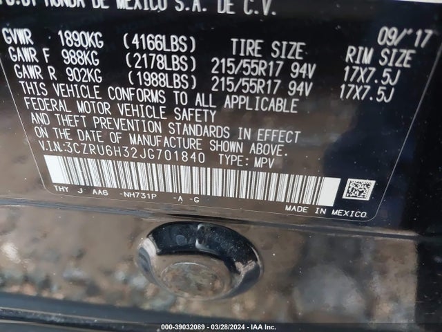 Honda HR-V LX 2018 3CZRU6H32JG701840 Image 9