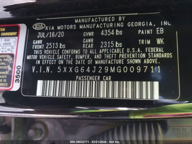 5XXG64J29MG009711 KIA K5 Gt-line