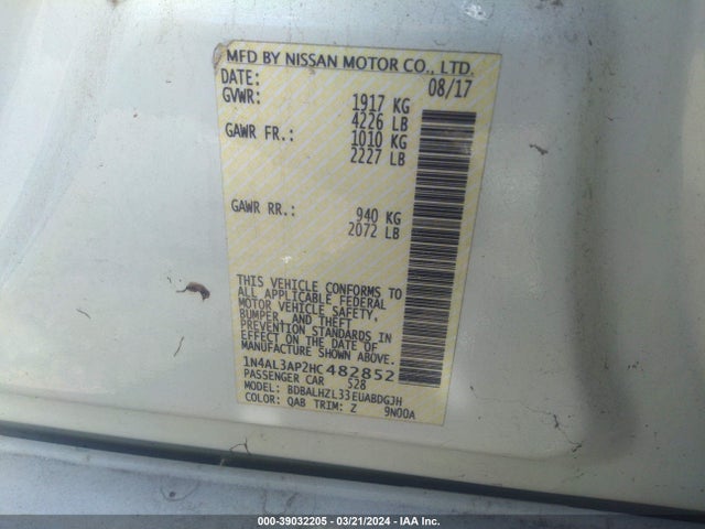 Nissan Altima 2.5 Sr 2017 1N4AL3AP2HC482852 Image 9