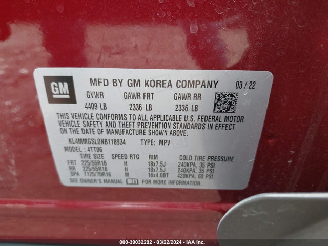 Buick Encore Gx Awd Essence 2022 KL4MMGSL0NB118934 Image 9