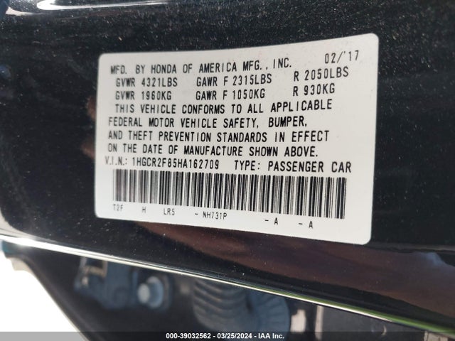 Honda Accord Ex-l 2017 1HGCR2F85HA162709 Image 9
