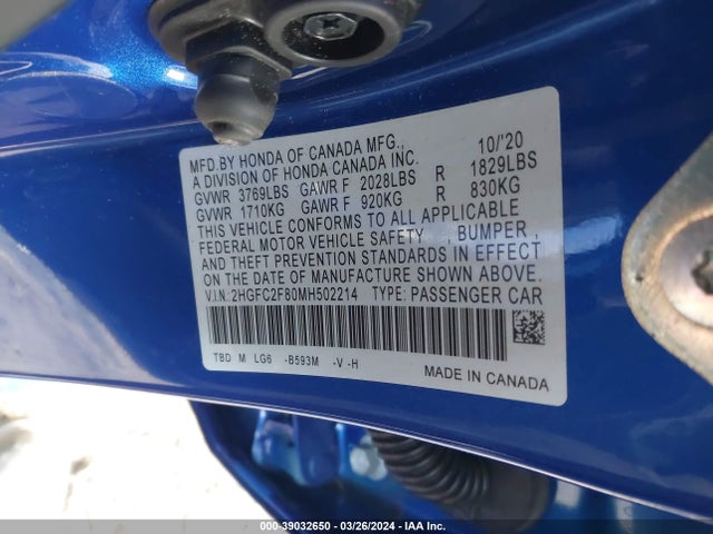Honda Civic Sport 2021 2HGFC2F80MH502214 Image 9