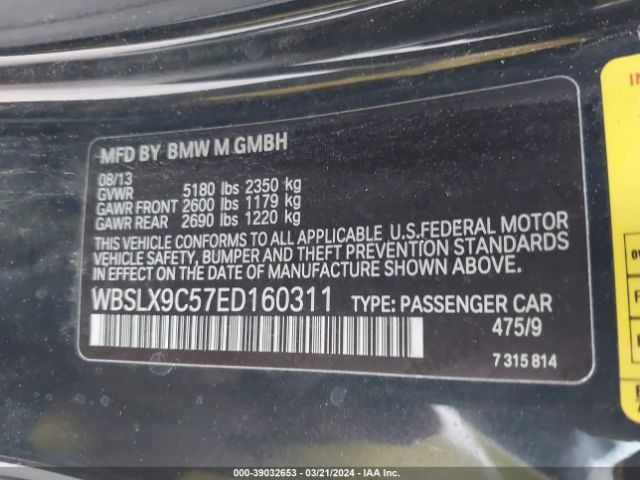 WBSLX9C57ED160311 BMW M6