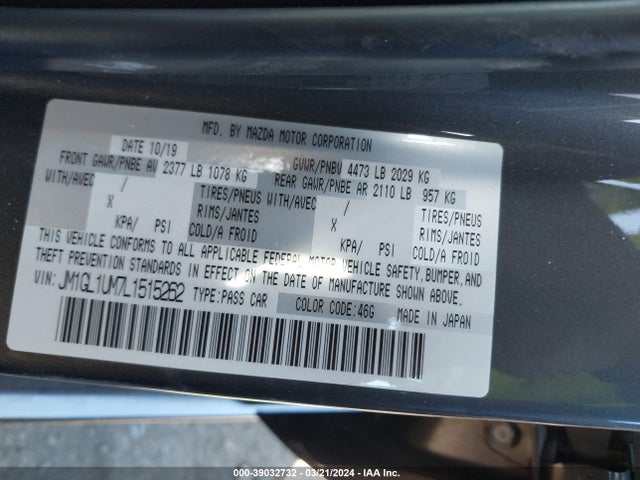 Mazda Mazda6 Sport 2020 JM1GL1UM7L1515262 Image 9