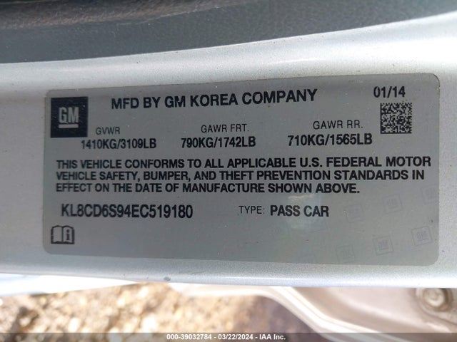 Chevrolet Spark 1lt Auto 2014 KL8CD6S94EC519180 Image 9