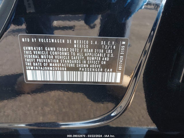 3VW167AJ9HM295088 Volkswagen Jetta 1.4t S