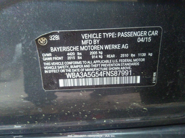 BMW 328I 2015 WBA3A5G54FNS87991 Image 9