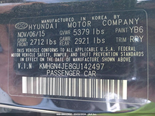 Hyundai Genesis 3.8 2016 KMHGN4JE8GU142497 Image 9