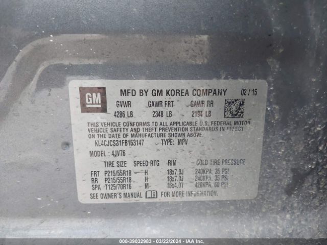 KL4CJCSB1FB153147 Buick Encore Leather