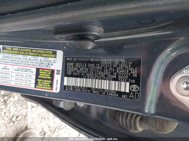 Toyota COROLLA L 2014 2T1BURHE3EC175003 Image 9