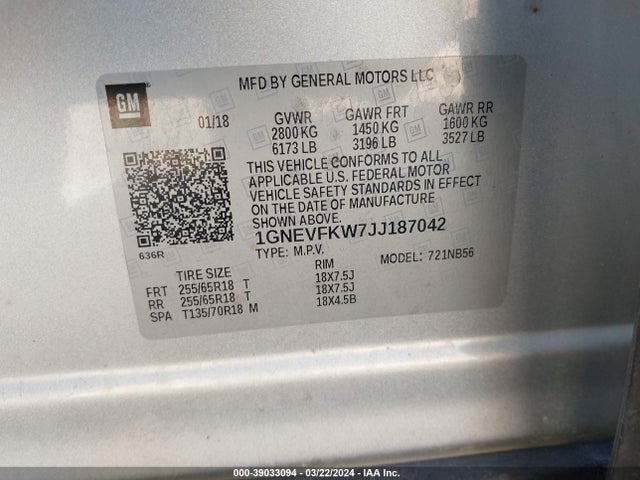 Chevrolet Traverse Ls 2018 1GNEVFKW7JJ187042 Image 9