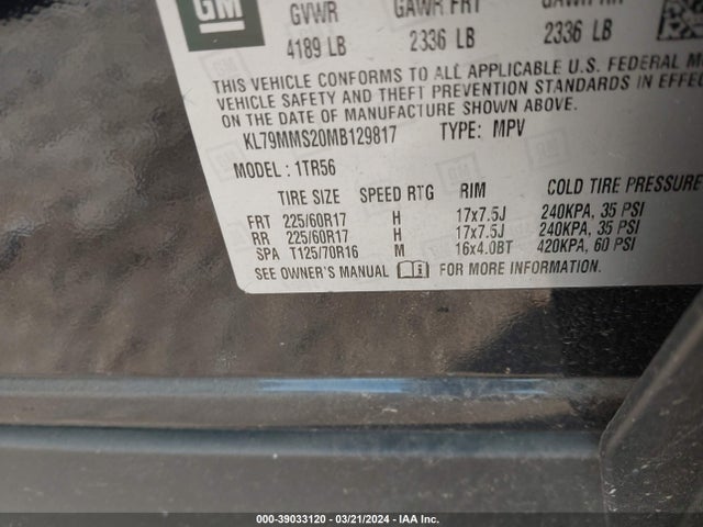 Chevrolet Trailblazer Fwd Ls 2021 KL79MMS20MB129817 Image 9