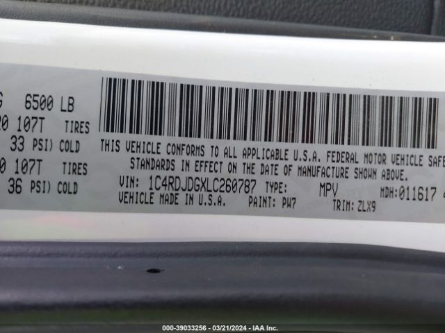 1C4RDJDGXLC260787 Dodge Durango Gt Plus Awd