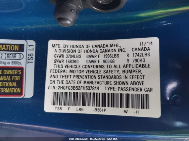 2HGFG3B52FH507844 Honda Civic Lx