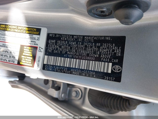 Toyota CAMRY SE 2015 4T1BF1FK1FU038890 Image 9