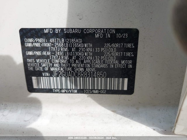 Subaru Crosstrek Premium 2024 JF2GUADC8R8314850 Image 8
