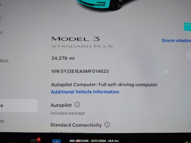 5YJ3E1EA9MF014623 Tesla Model 3 Standard Range Plus Rear-wheel Drive