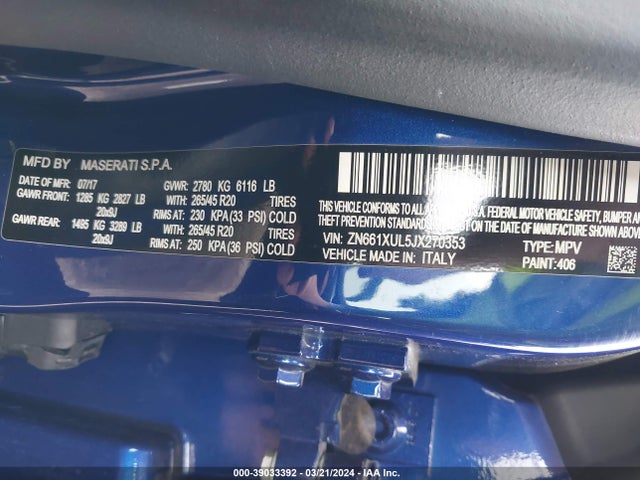 ZN661XUL5JX270353 Maserati Levante Granlusso