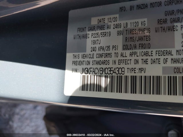 Mazda Cx-5 Carbon Edition Turbo 2021 JM3KFACY6M0354309 Image 9