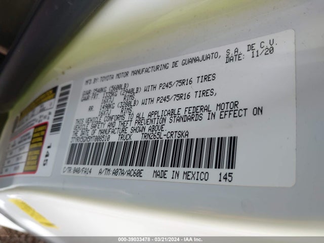 Toyota Tacoma Sr 2021 3TYRX5GN5MT008510 Image 9