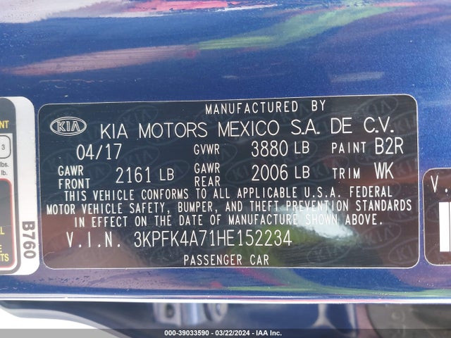 KIA FORTE LX 2017 3KPFK4A71HE152234 Image 9