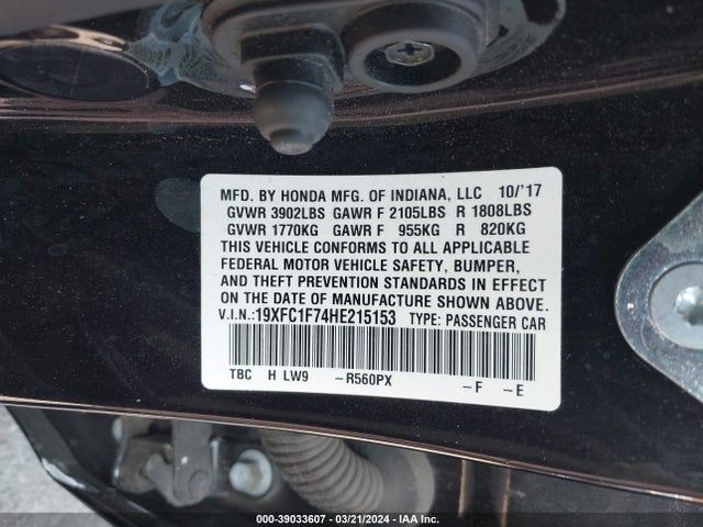 Honda Civic Ex-l 2017 19XFC1F74HE215153 Image 9