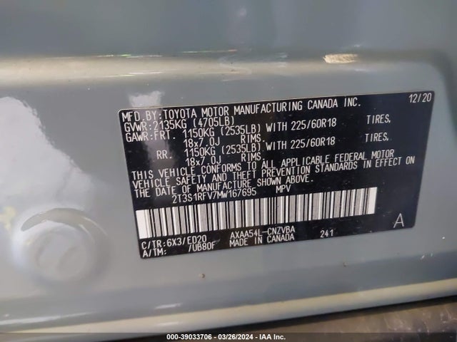 Toyota Rav4 Trd Off-road 2021 2T3S1RFV7MW167695 Image 9