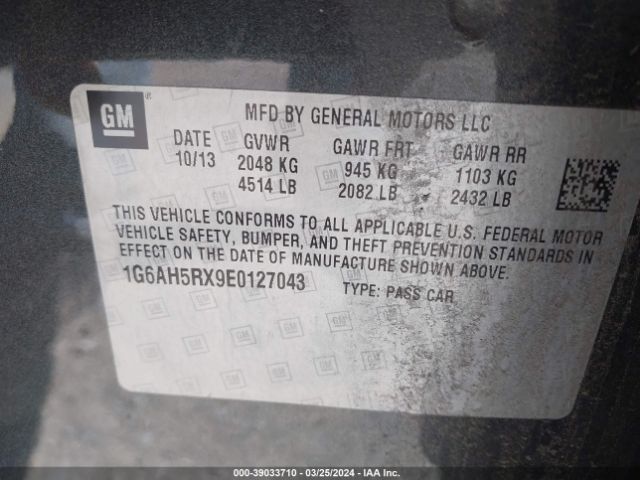 1G6AH5RX9E0127043 Cadillac ATS LUXURY
