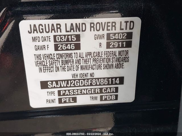 SAJWJ2GD6F8V86114 Jaguar Xj Xjl Portfolio