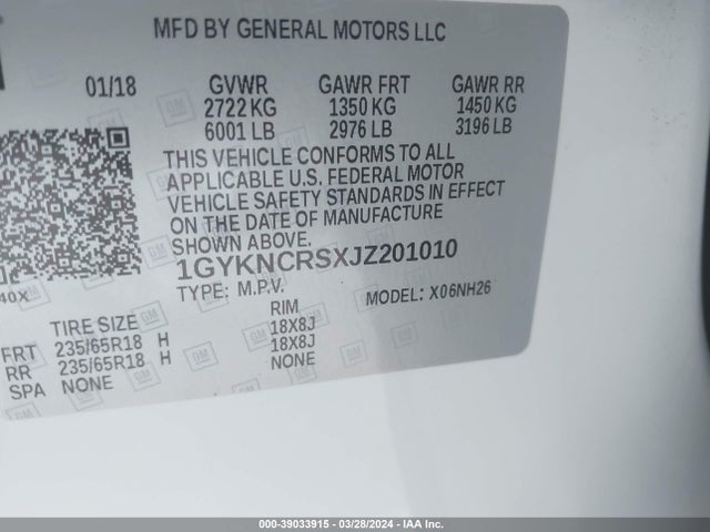 1GYKNCRSXJZ201010 Cadillac XT5 LUXURY