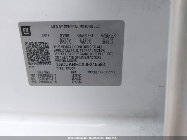Chevrolet Silverado 1500 2lt 2018 1GCUKRECXJF245583 Image 9