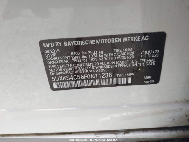 5UXKS4C56F0N11236 BMW X5 Xdrive35d
