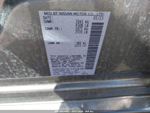 1N4AZ1BV1PC562836 Nissan Leaf S 40 Kwh